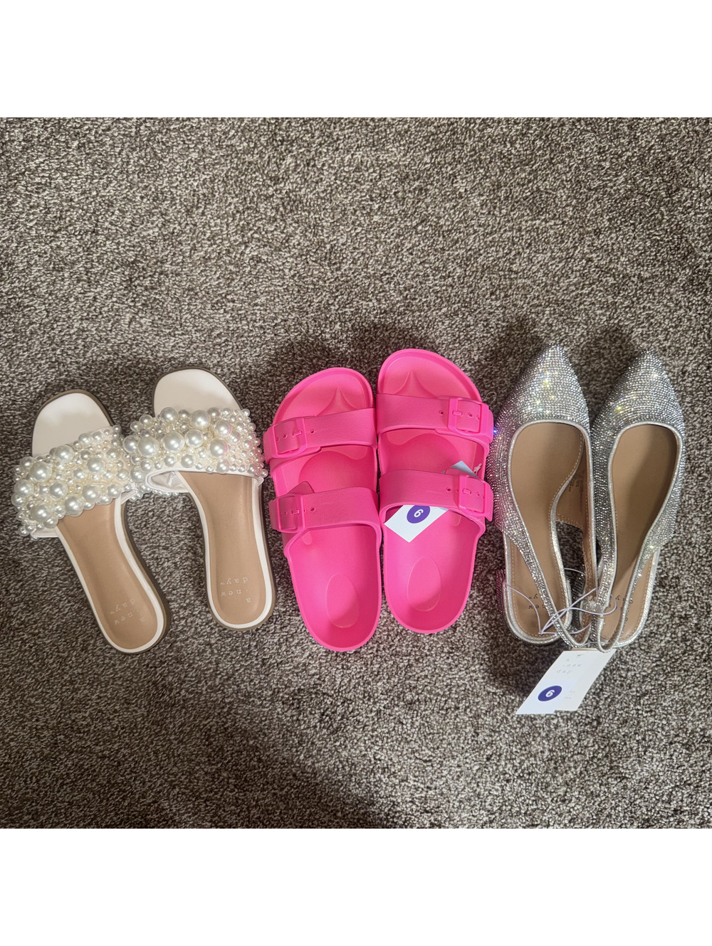 Women's Size 6 Shoe Bundle 3 Pairs Sandals Heels NWT Pearl Silver Pink